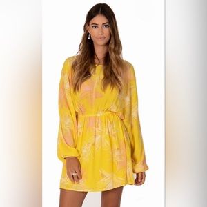 Sisstrevolution yellow Flounce Mini Bohemian Dress - Size Medium
